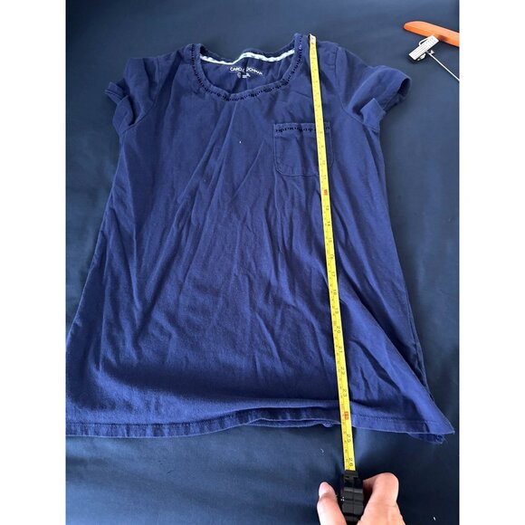 Carole Hochman Navy Blue Short-Sleeve Womens T-Shirt With Pocket Detail Size Sma - Picture 6 of 7